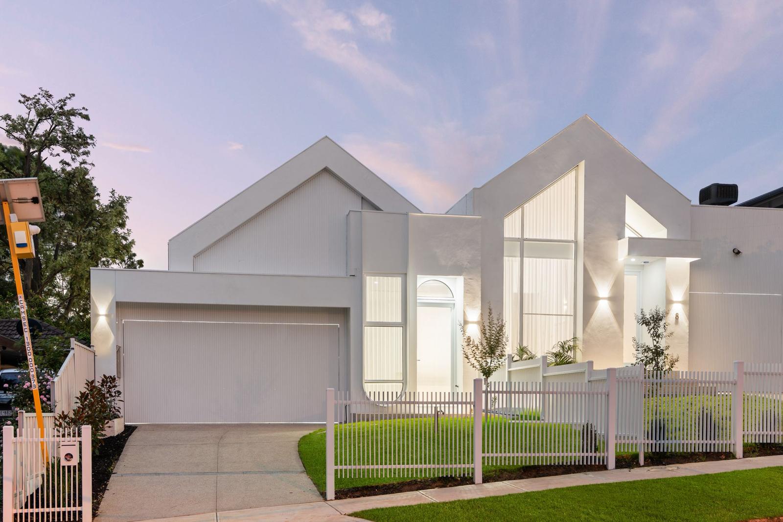 Melbourne custom home, dusk exterior, Zed Developments